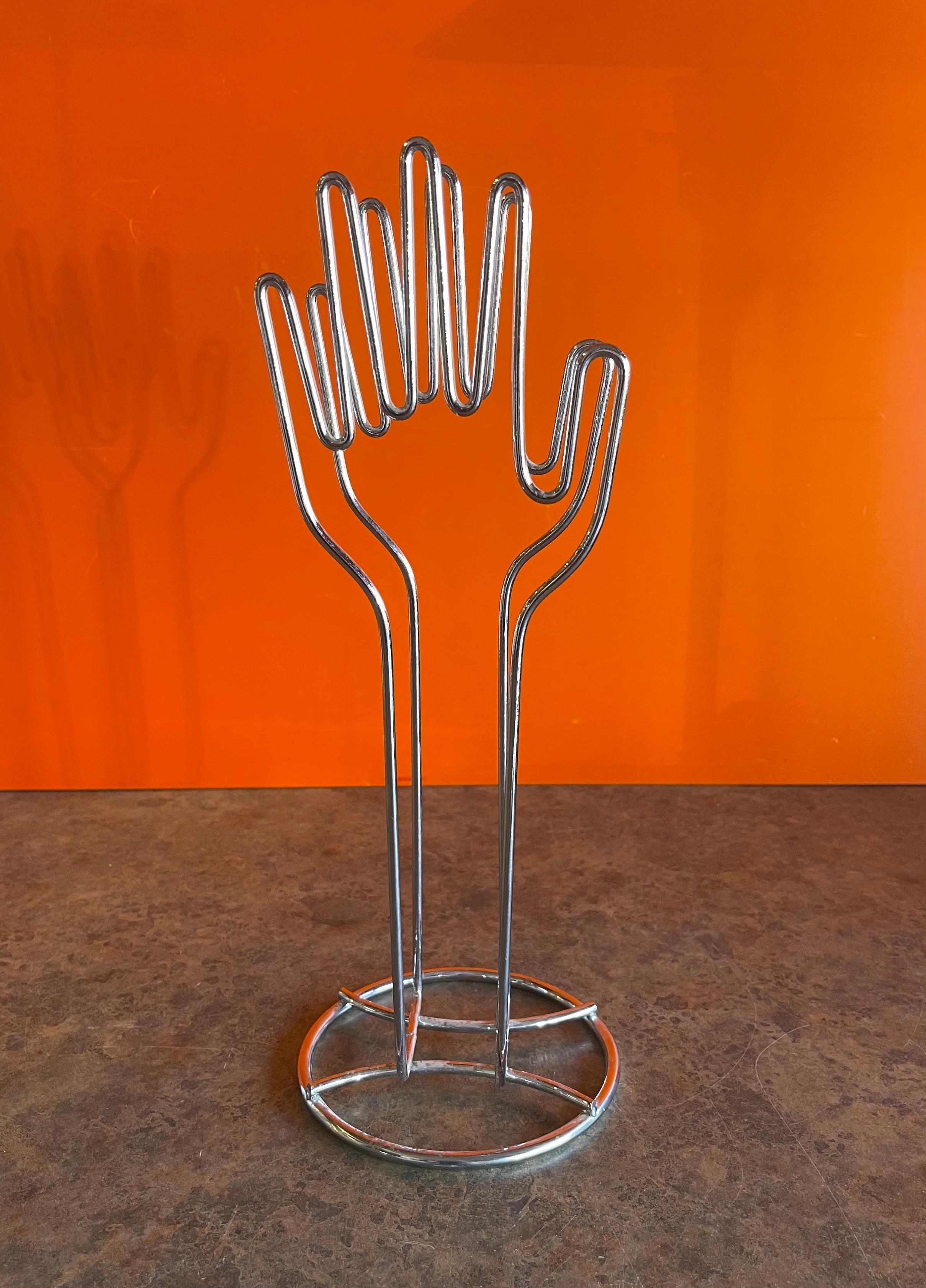 Clapping Hands Wire Sculpture Model / Paper Holder in Chrome For Sale 4