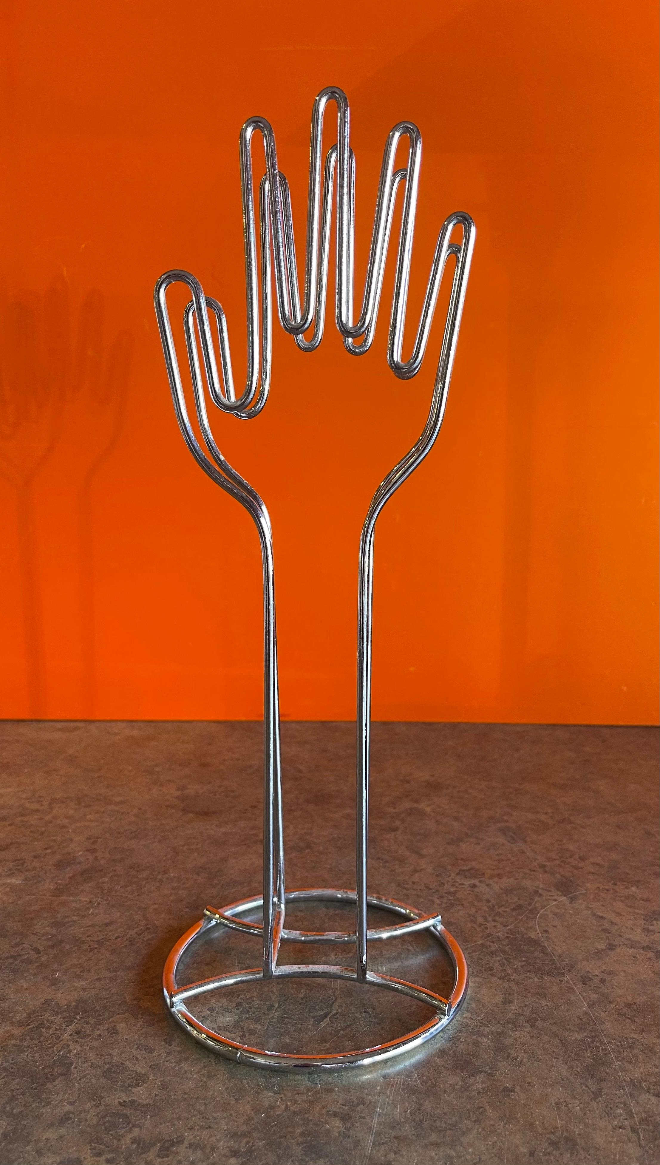 American Clapping Hands Wire Sculpture Model / Paper Holder in Chrome For Sale