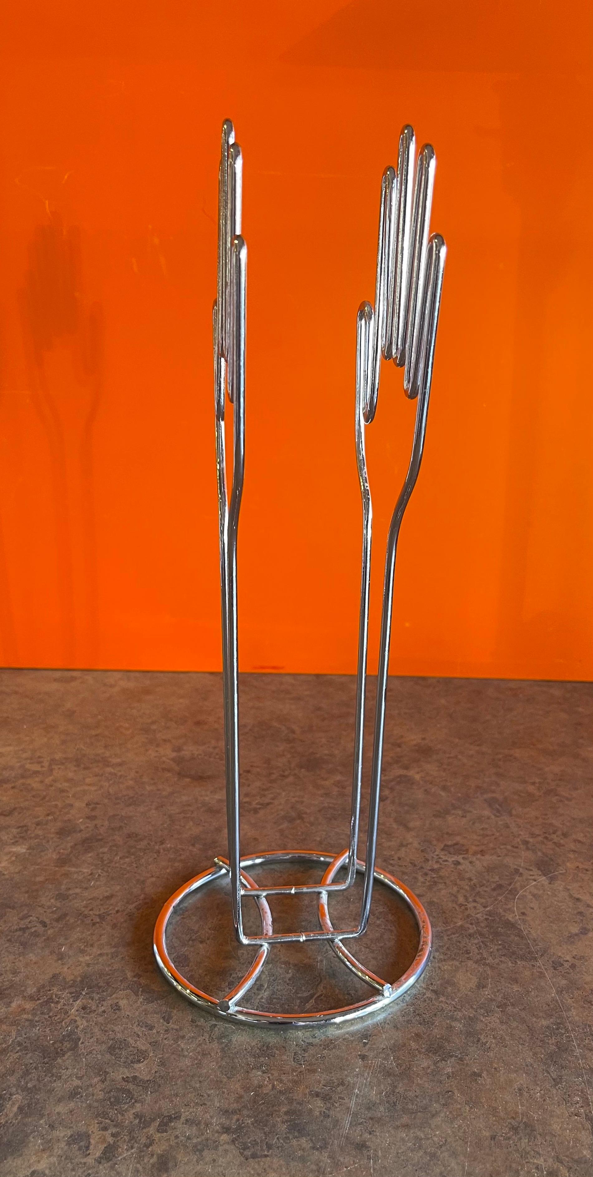20th Century Clapping Hands Wire Sculpture Model / Paper Holder in Chrome For Sale