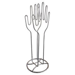Clapping Hands Wire Sculpture Model / Paper Holder in Chrome