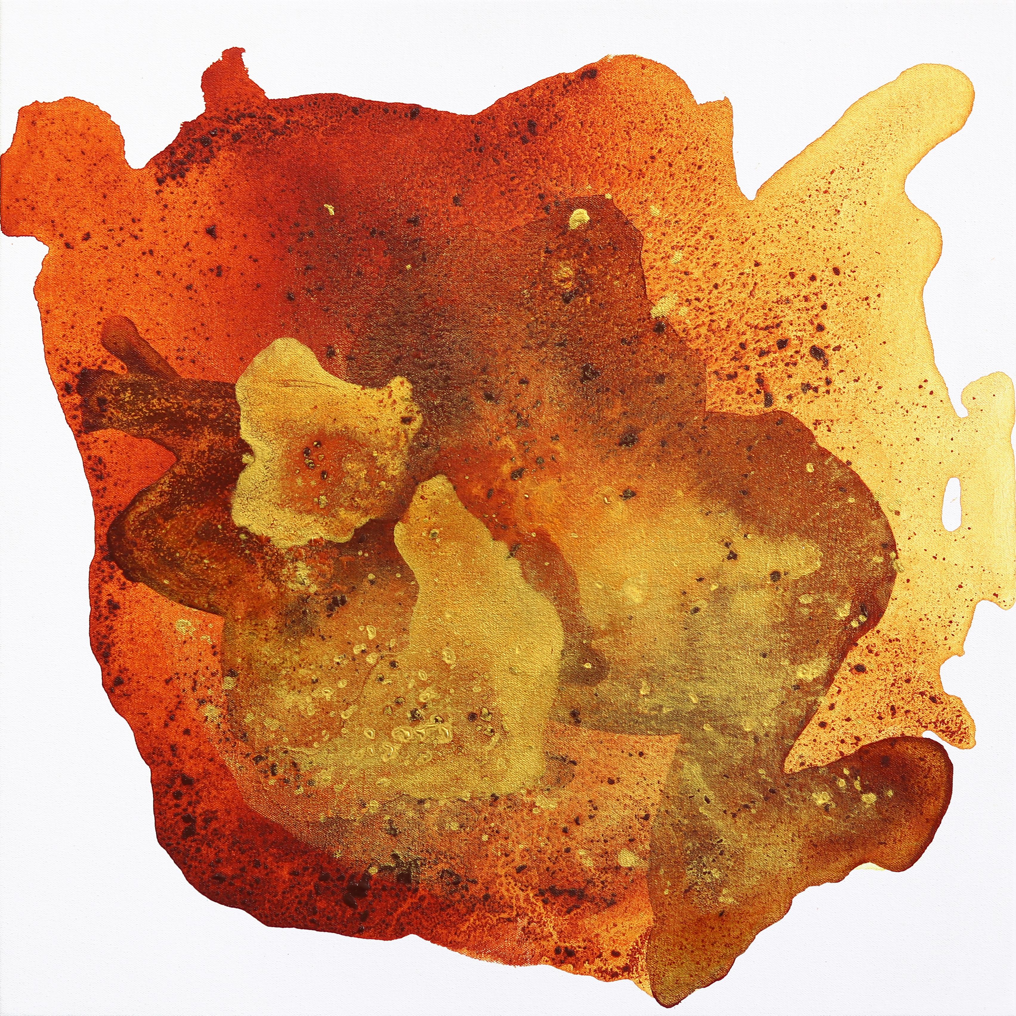 Ancient Gold - Original Minimalist Fiery Warm Tone Abstraktes Zeitgenössisches Kunstwerk