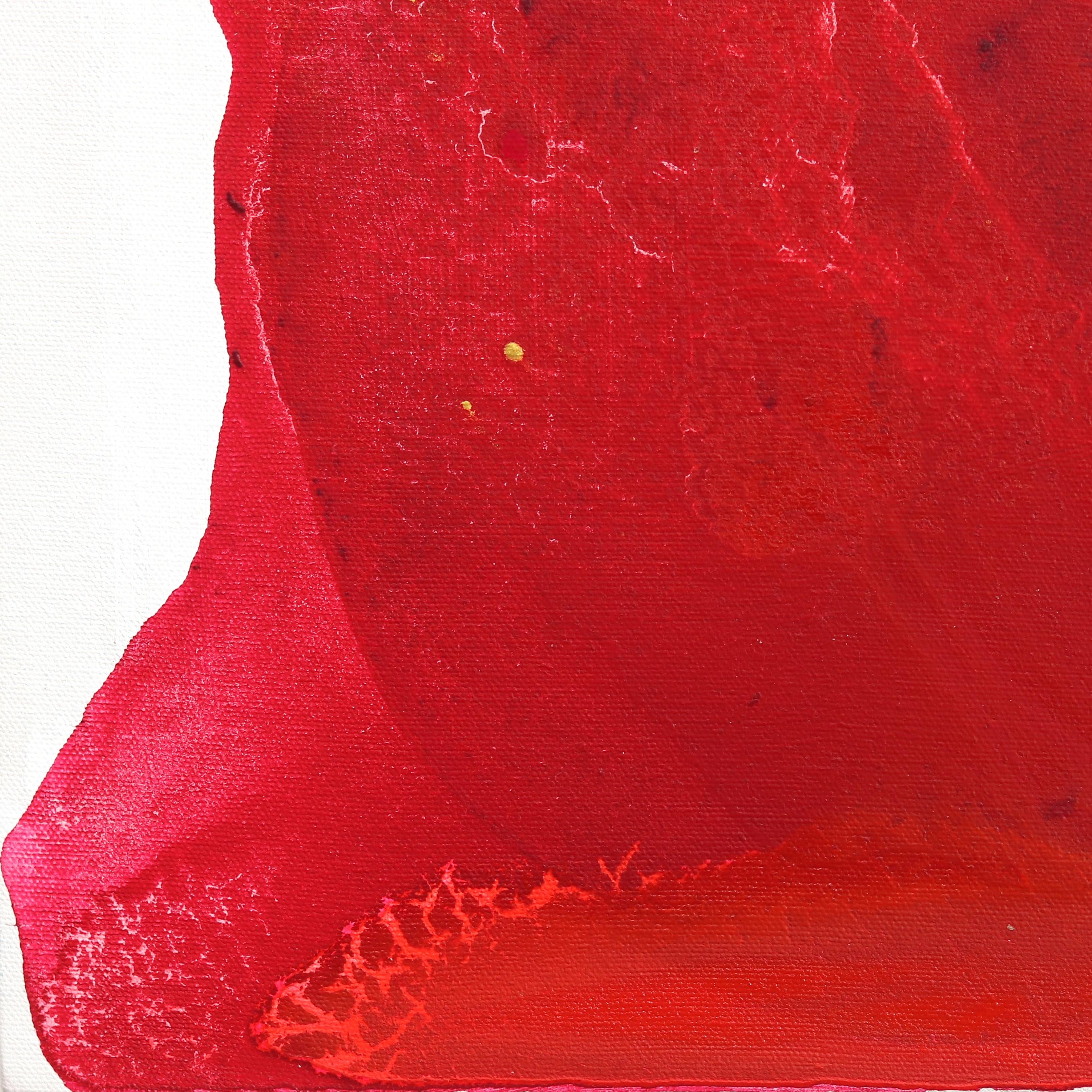 Crimson Elegance - Original Minimalist Rot auf Weiß Abstrakte Zeitgenössische Kunst im Angebot 3