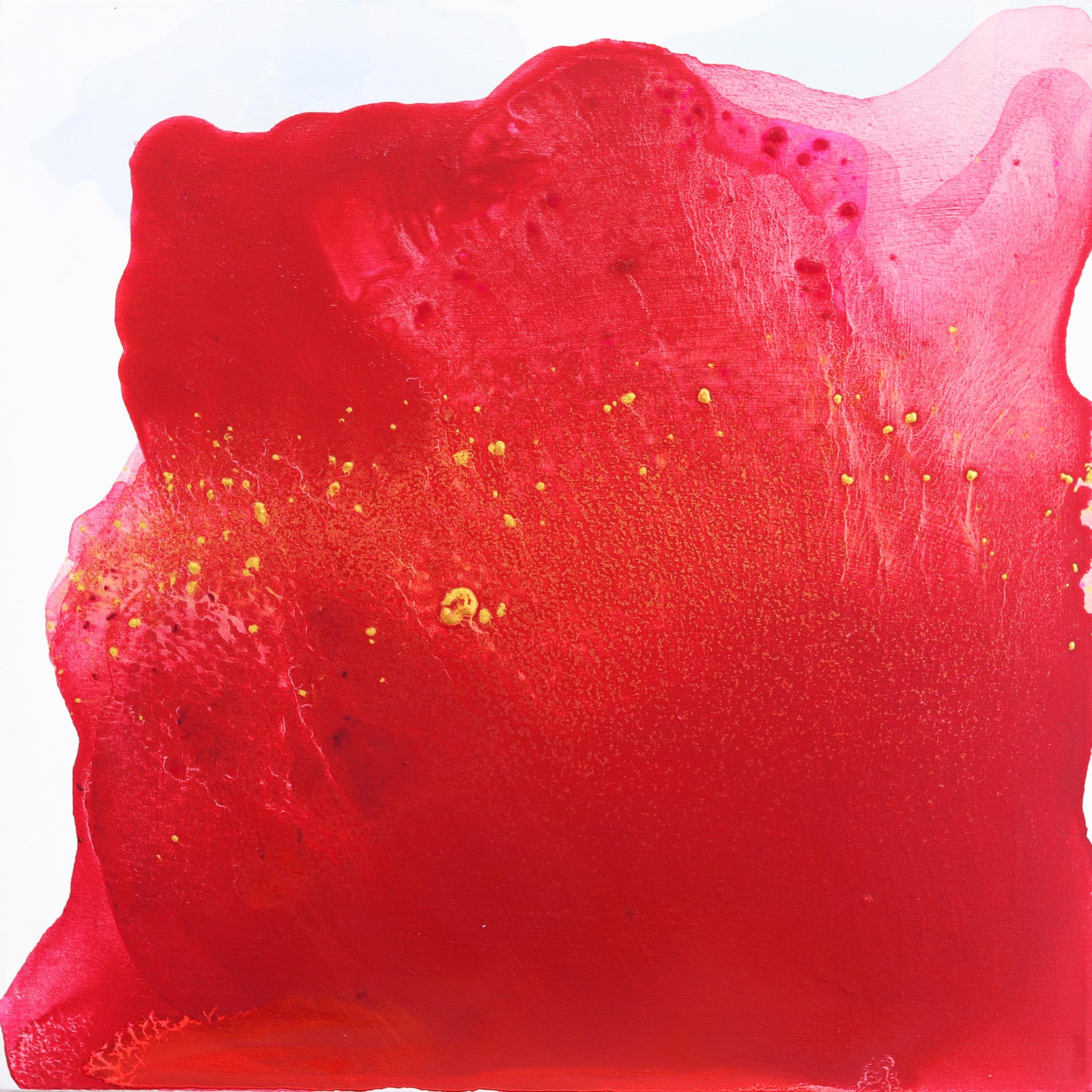 Clara Berta Abstract Painting – Crimson Elegance - Original Minimalist Rot auf Weiß Abstrakte Zeitgenössische Kunst