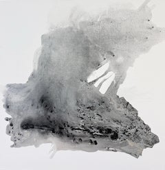 Energy' Bold Light-Filled Black and White Organic Poured Watery Abstraction (Abstraction aqueuse coulée organique)