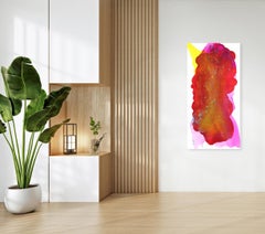 Escapa en color -  Rojo Amarillo En Capas Pintura Abstracta Moderna Original Grande