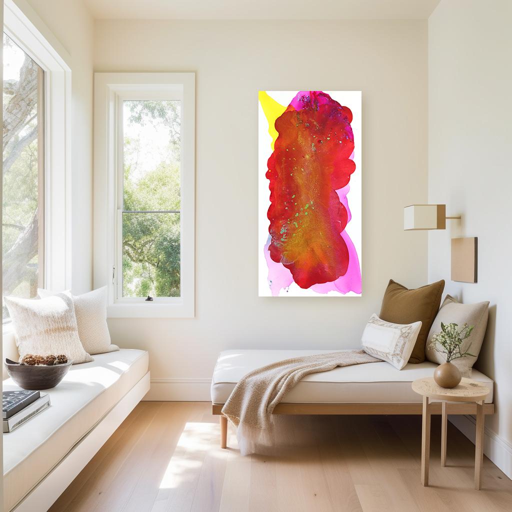 Fuga a colori -  Rosso Giallo Stratificato Grande Pittura Astratta Moderna Originale in vendita 4