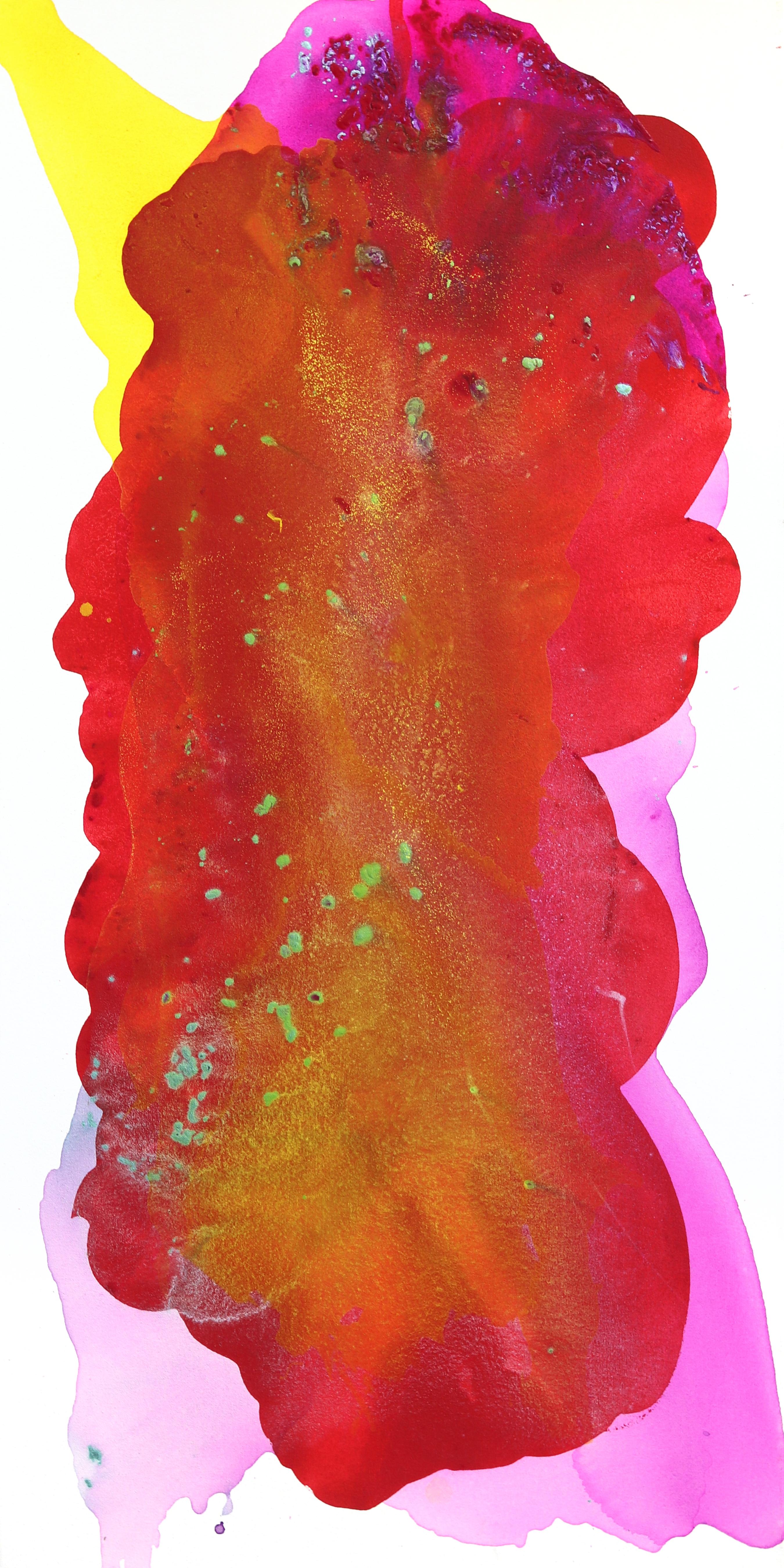 Fuga a colori -  Rosso Giallo Stratificato Grande Pittura Astratta Moderna Originale - Mixed Media Art di Clara Berta