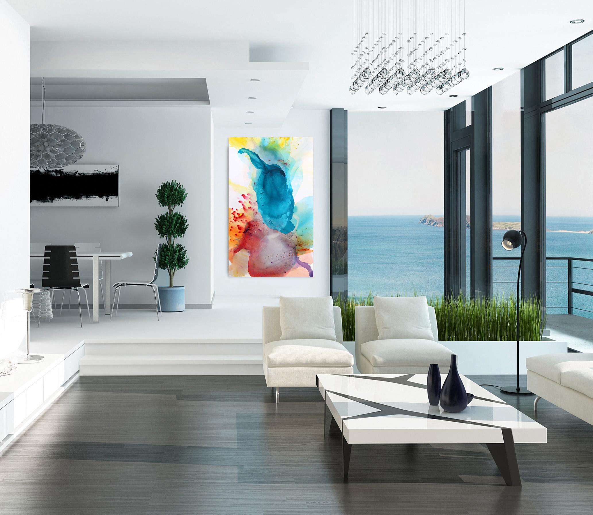Luce espansiva  -  Grande dipinto di paesaggio astratto colorato sovradimensionato - Abstract Painting Beige di Clara Berta