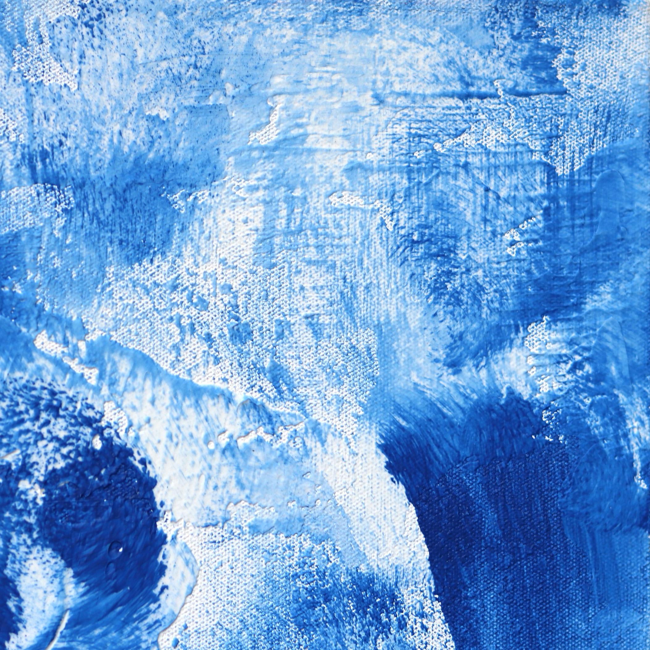 Fields of Blue - Large Textured Blue and White Abstract Painting For Sale 3