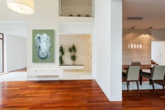 Glaciers - Grande œuvre d'art contemporaine abstraite minimaliste dans les tons de la terre