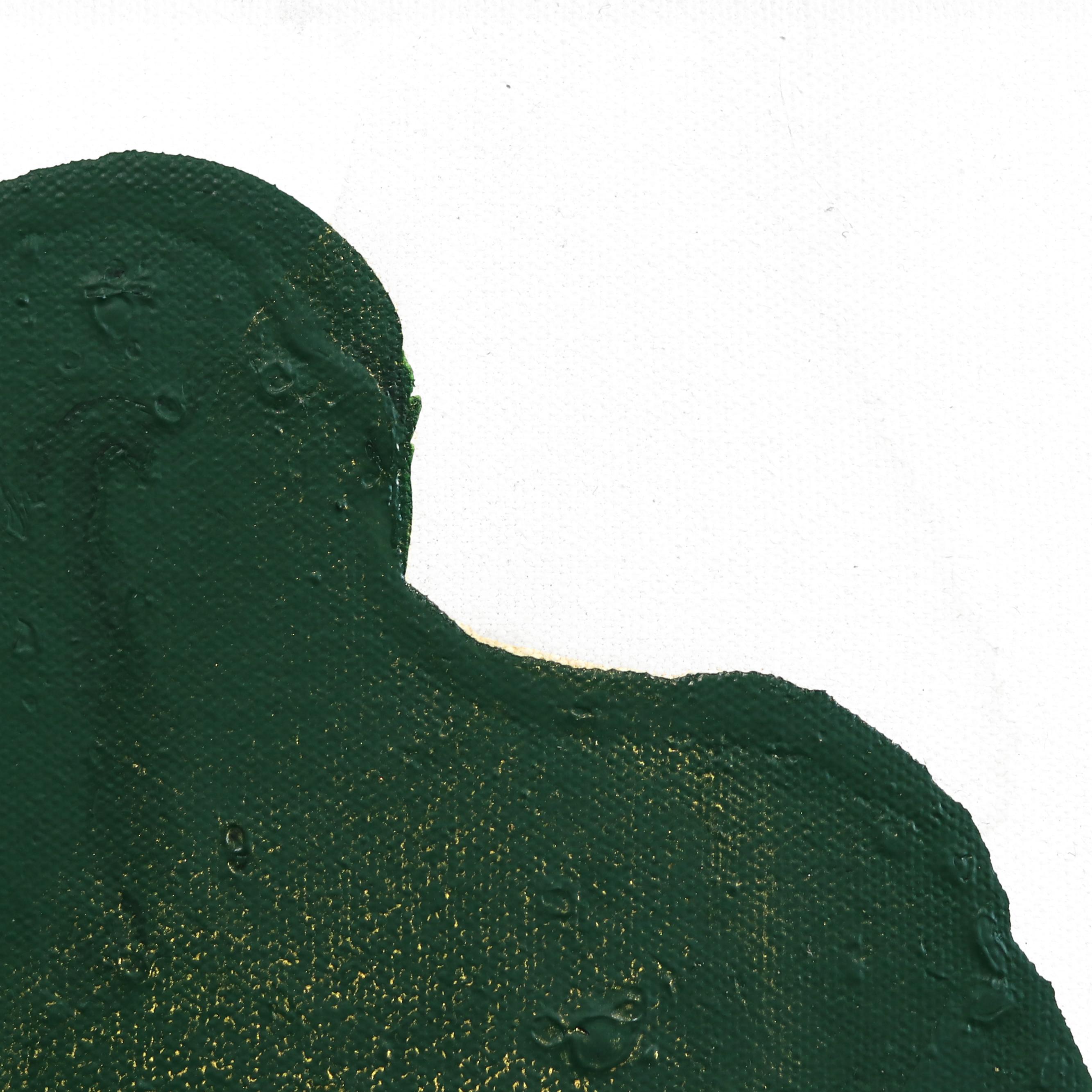 Golden Emerald - Framed Original Minimalist Green Abstract Contemporary Art For Sale 1