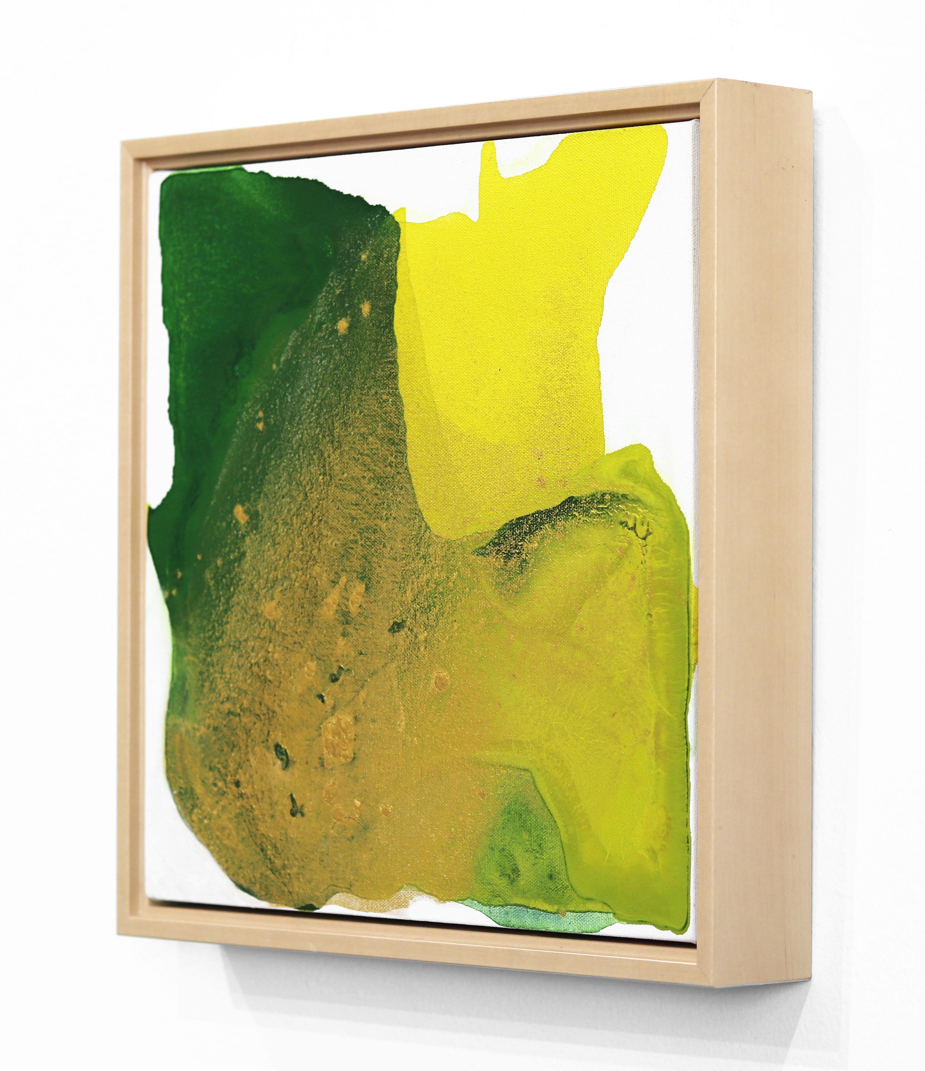 Golden Escape - Framed Original Green Yellow Gold Minimalist Abstract Artwork For Sale 1