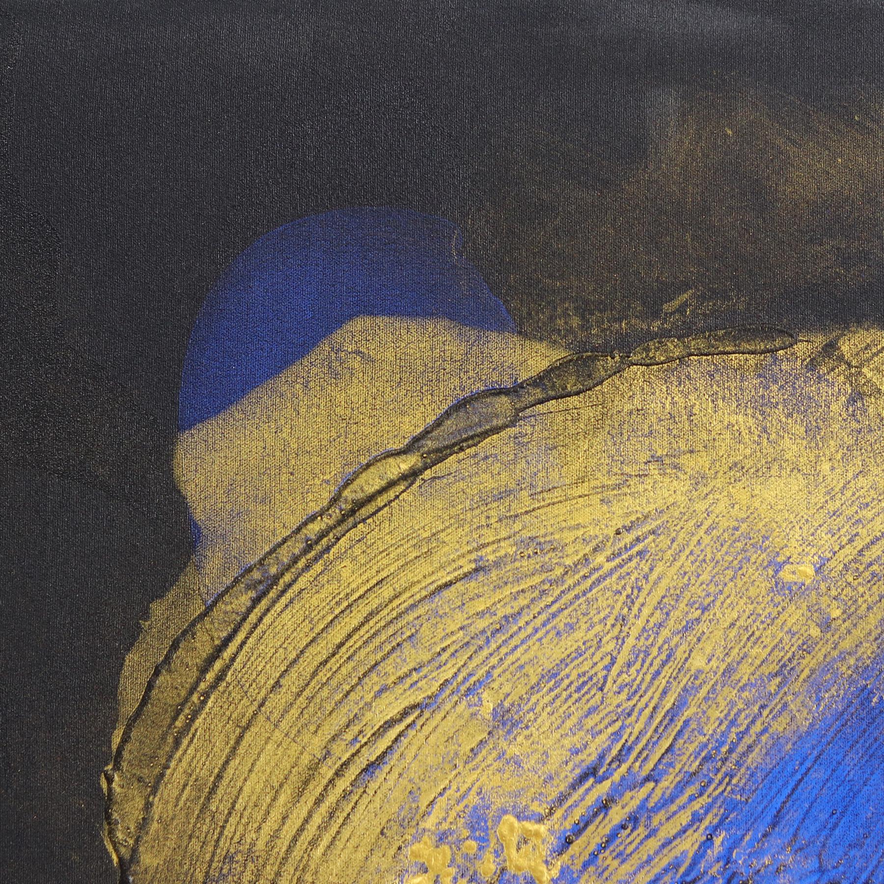 Golden Hour  Turquoise, peinture abstraite texturée originale - Abstrait Painting par Clara Berta