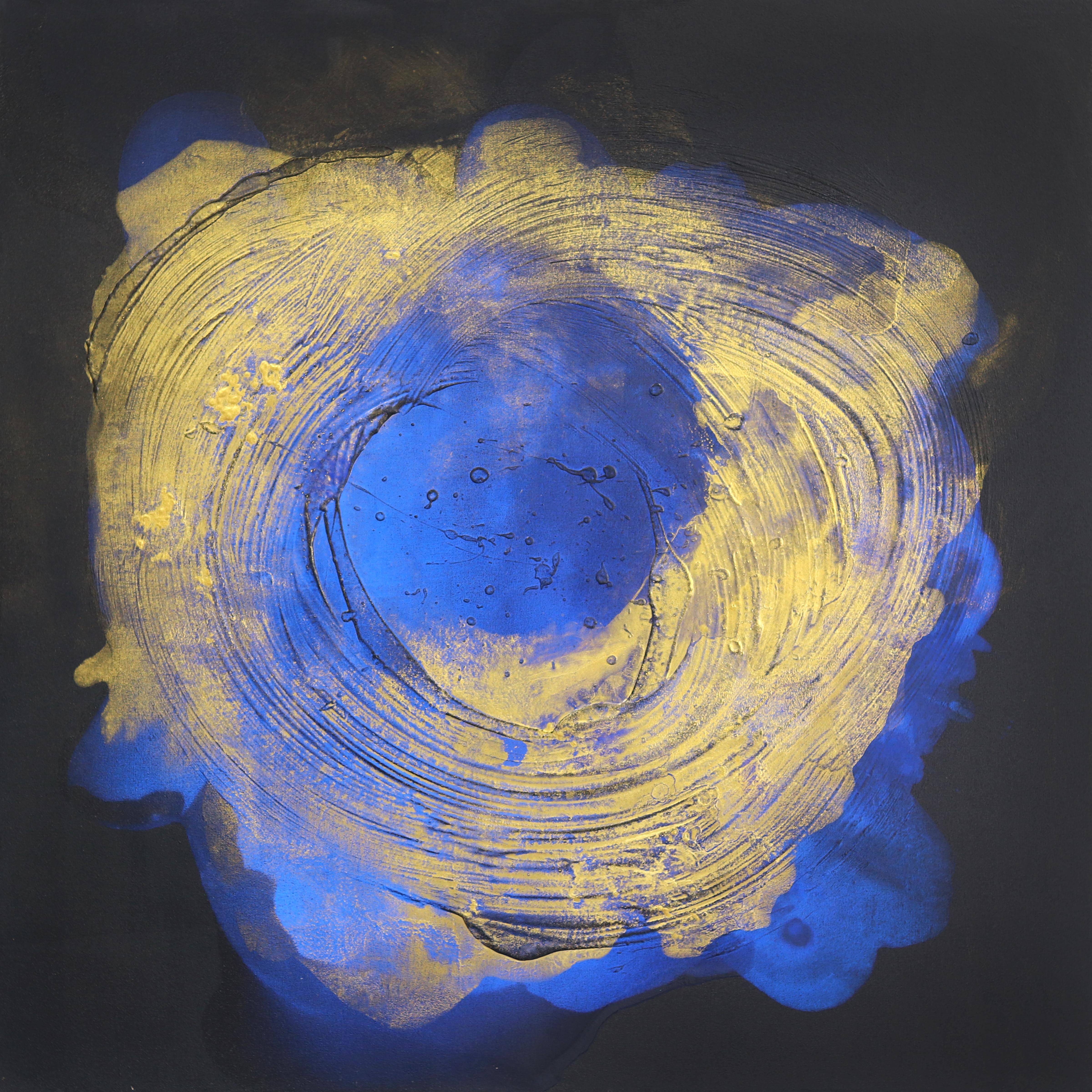 Abstract Painting Clara Berta - Golden Hour  Turquoise, peinture abstraite texturée originale