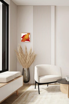 Golden Red - Framed Original Minimalist Abstract Contemporary Gold Art