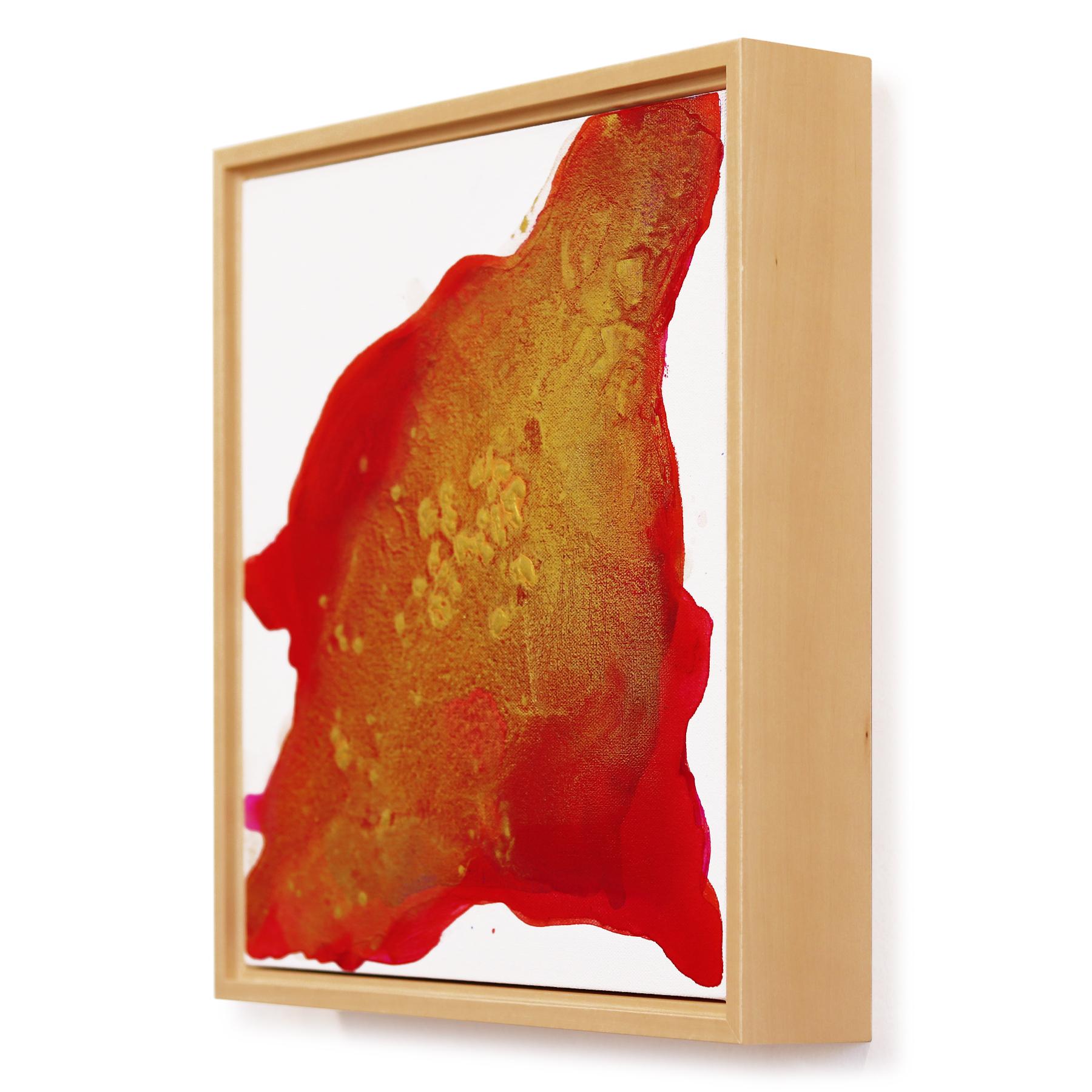 Golden Red - Framed Original Minimalist Abstract Contemporary Gold Art For Sale 2