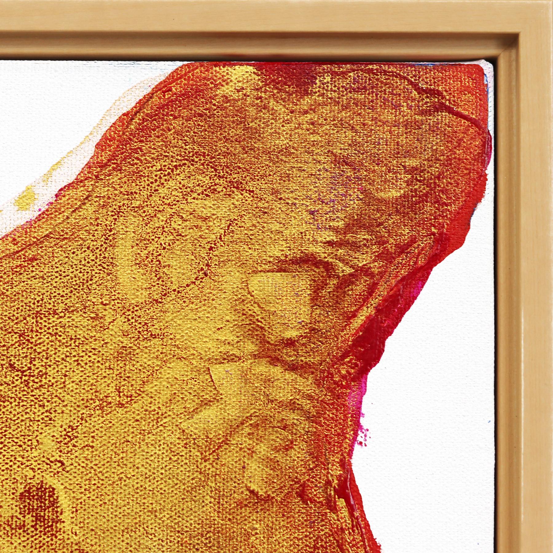 Golden Red - Framed Original Minimalist Abstract Contemporary Gold Art For Sale 3