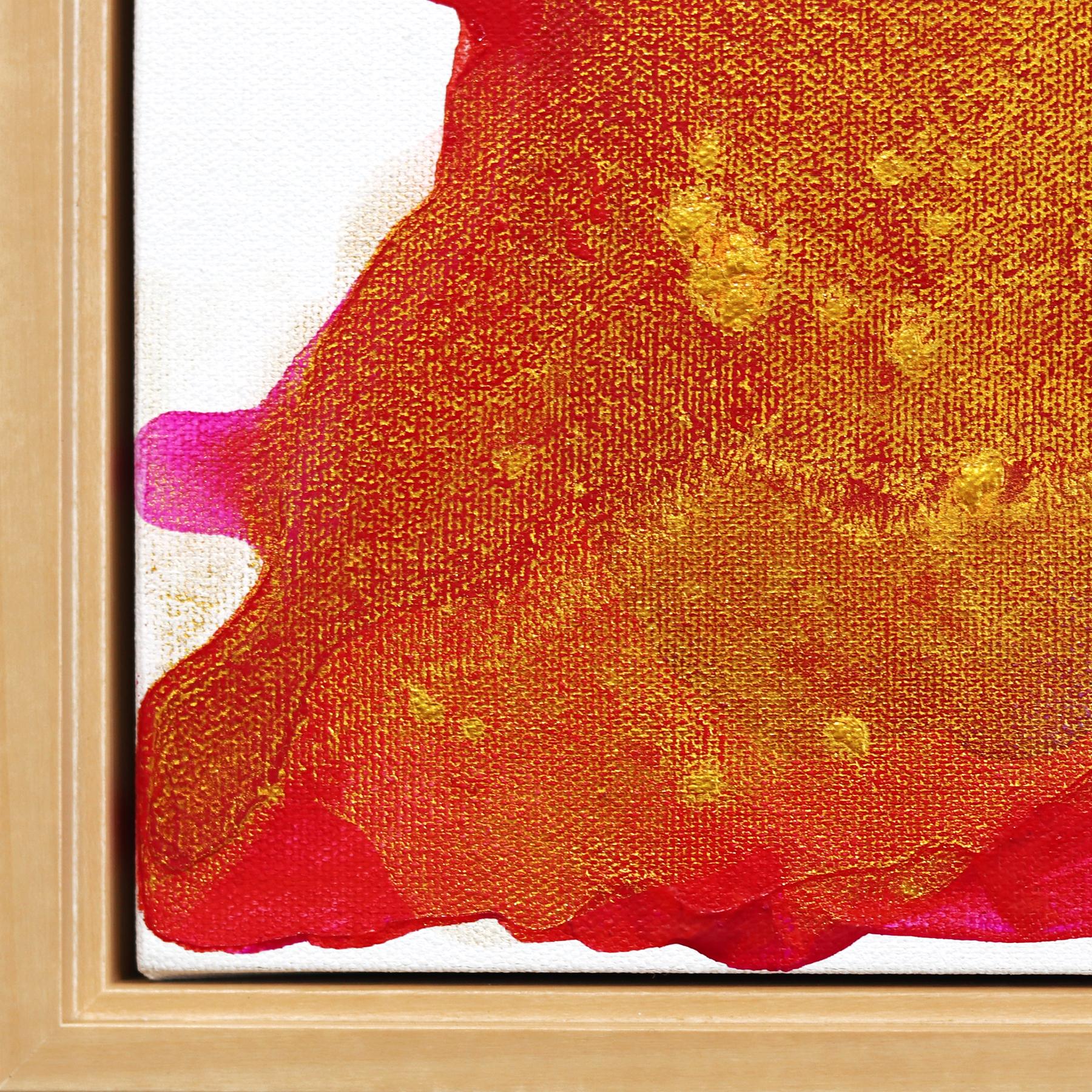 Golden Red - Framed Original Minimalist Abstract Contemporary Gold Art For Sale 4