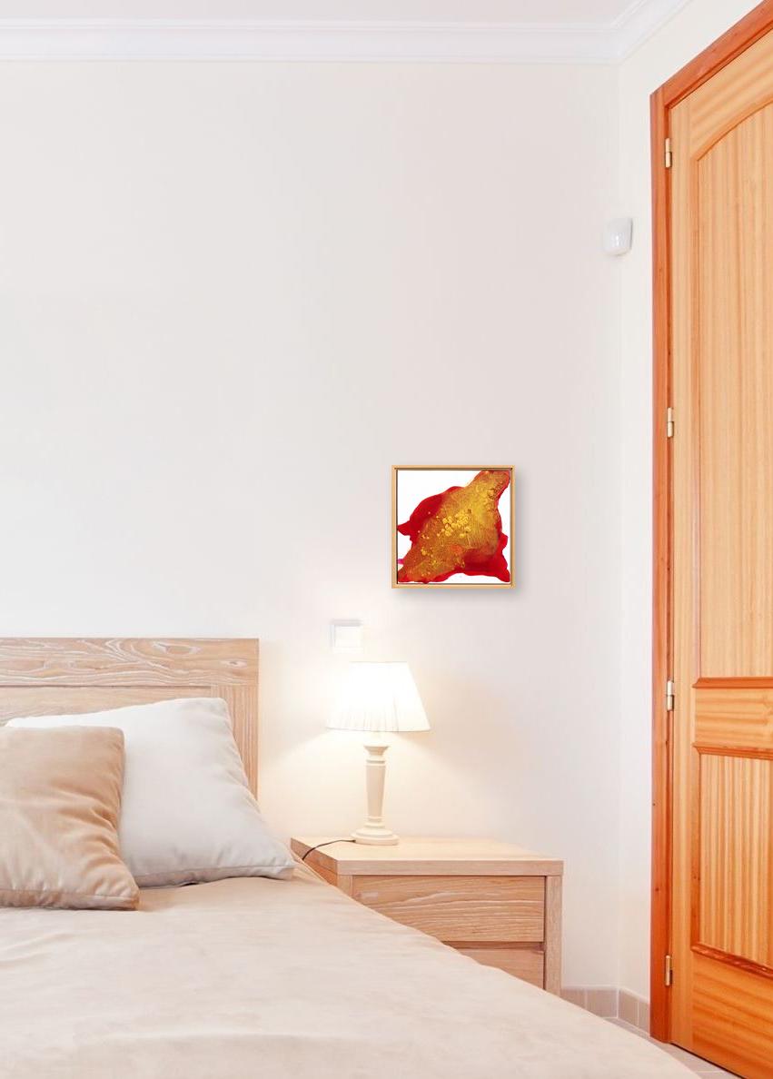 Golden Red - Framed Original Minimalist Abstract Contemporary Gold Art For Sale 5