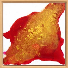 Golden Red - Framed Original Minimalist Abstract Contemporary Gold Art