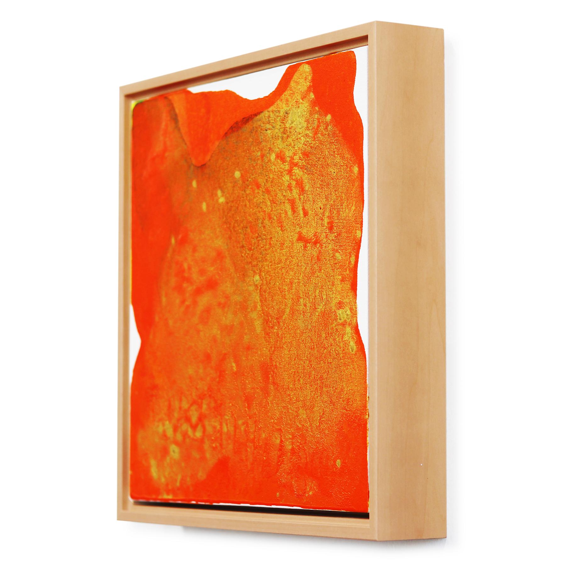 Golden Sherbert - Framed Original Minimalist Abstract Contemporary Orange Art For Sale 1