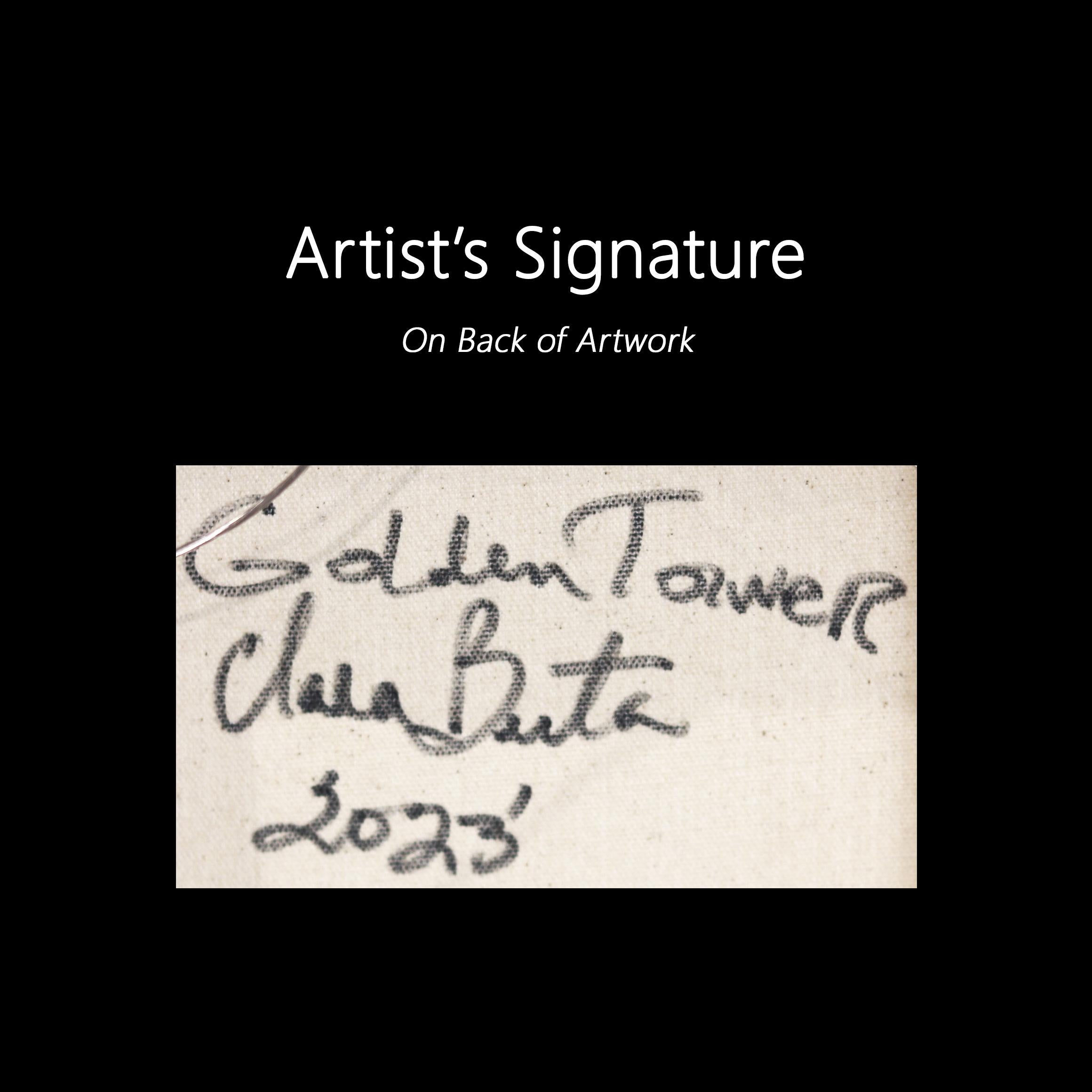 Golden Tower - Framed Original Minimalist Orange Gold Abstract Contemporary Art For Sale 7