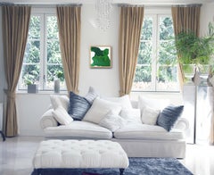 Happy Times - Framed Original Green Minimalist Abstract Contemporary Art