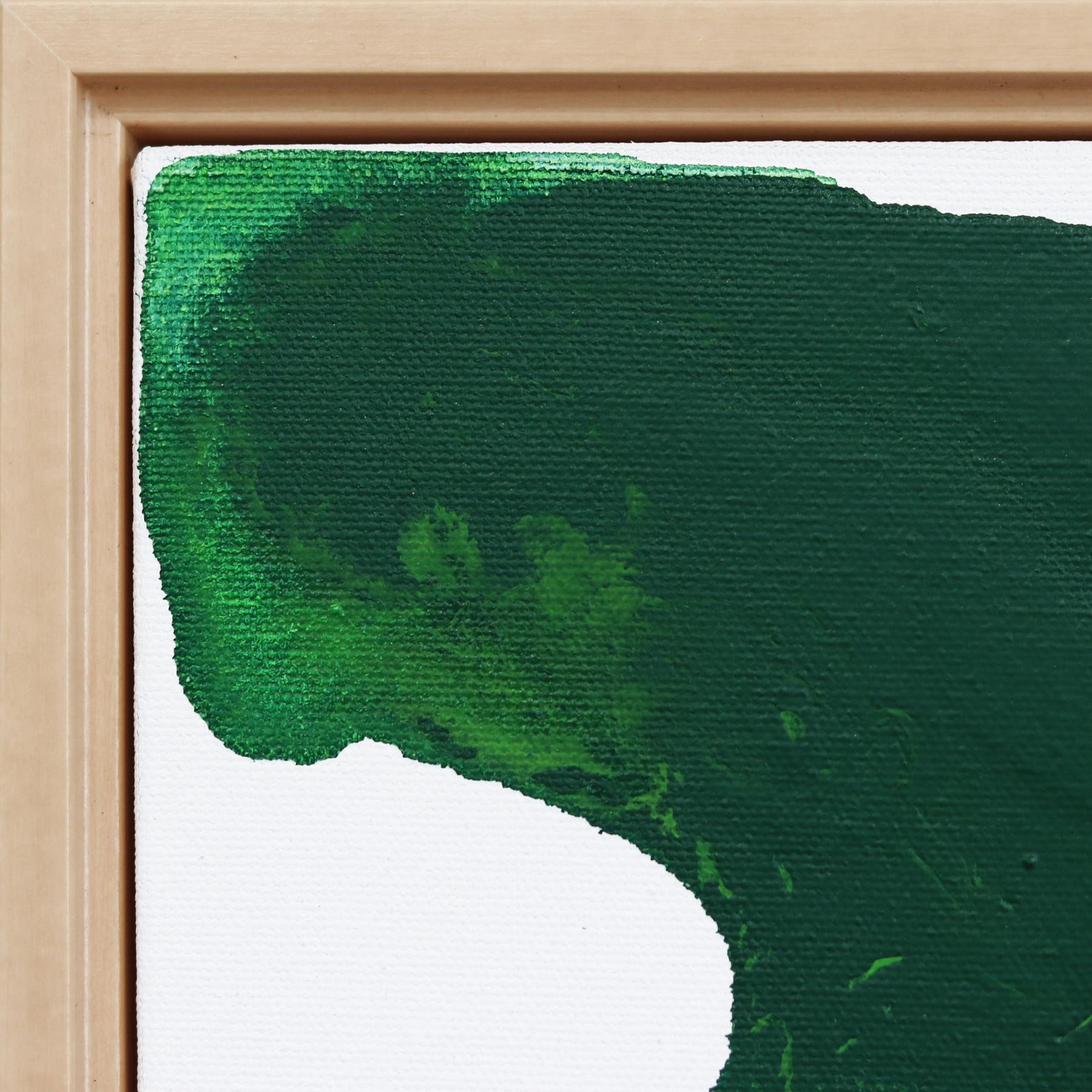 Happy Times - Framed Original Green Minimalist Abstract Contemporary Art For Sale 1