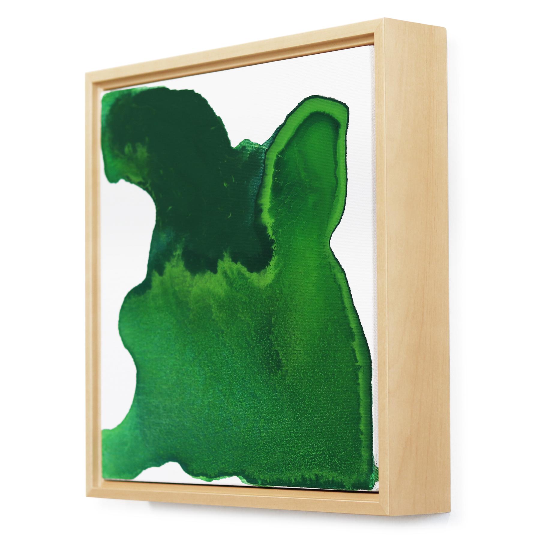 Happy Times - Framed Original Green Minimalist Abstract Contemporary Art For Sale 2