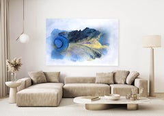Harmony - Large Oversized Soothing Blue and Gold Textured Abstract Painting
