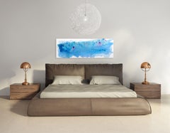Hermosa Way - Grande peinture abstraite bleue originale sur toile