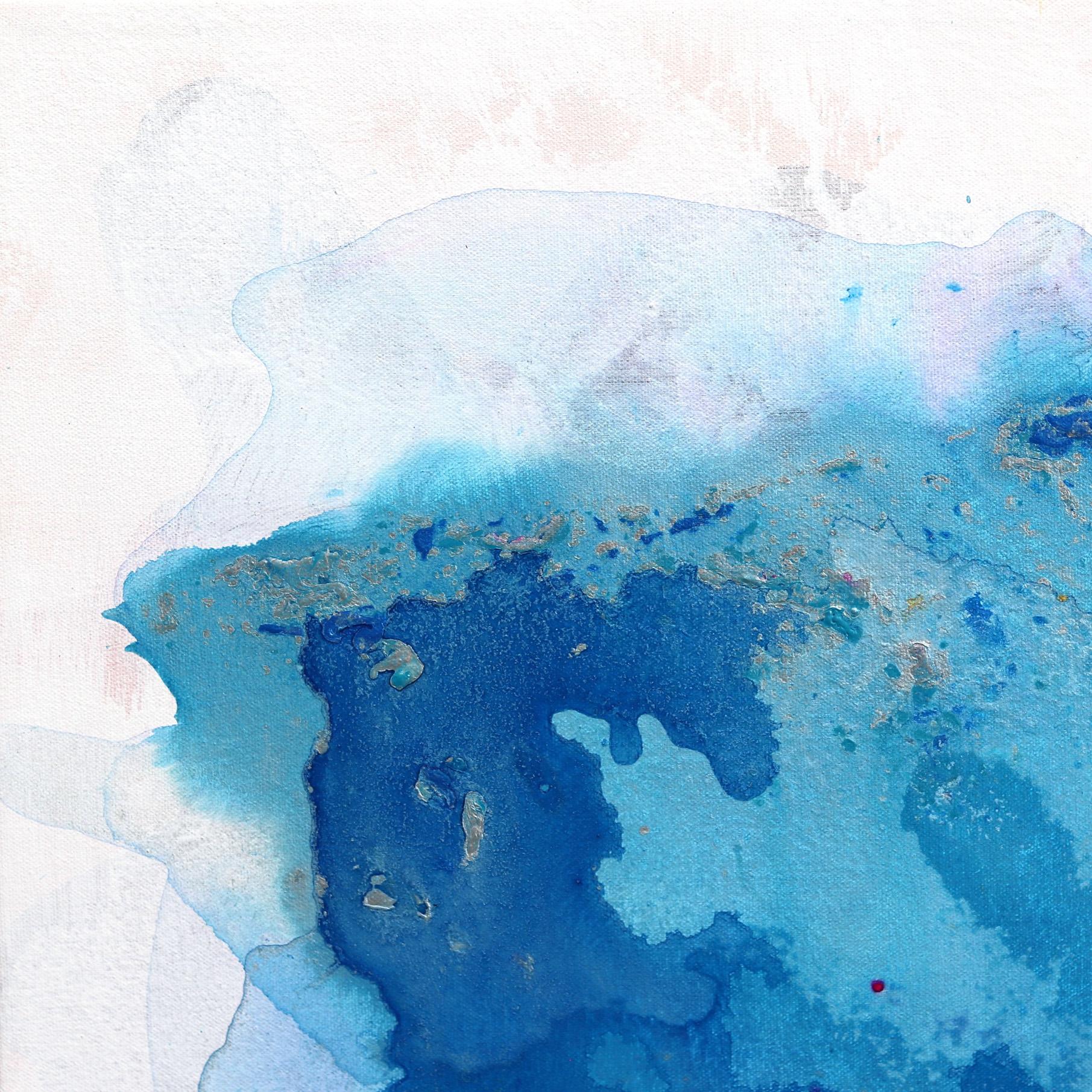 Hermosa Way - Grande peinture abstraite bleue originale sur toile - Abstrait Painting par Clara Berta