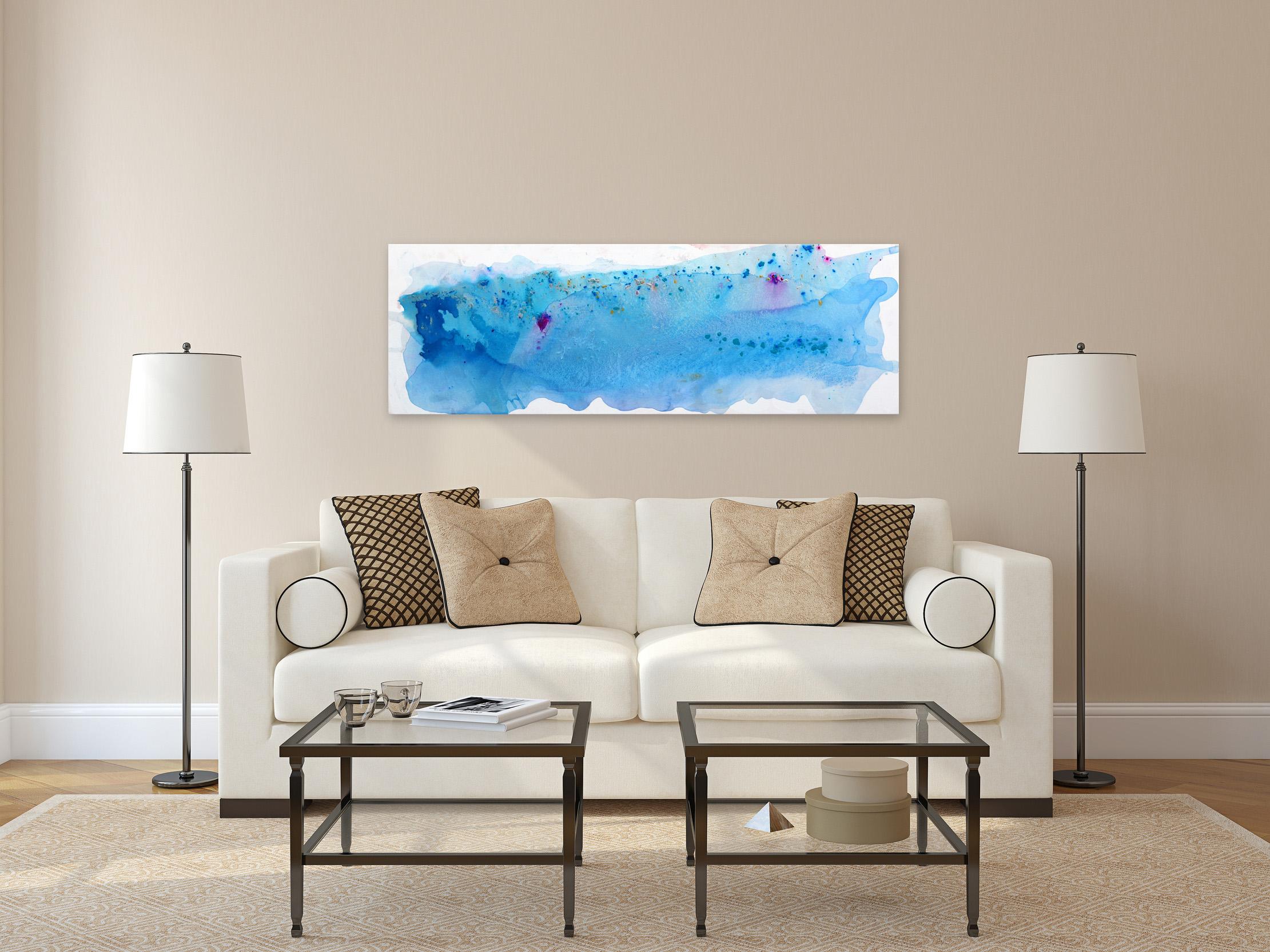 Hermosa Way - Grande peinture abstraite bleue originale sur toile en vente 1