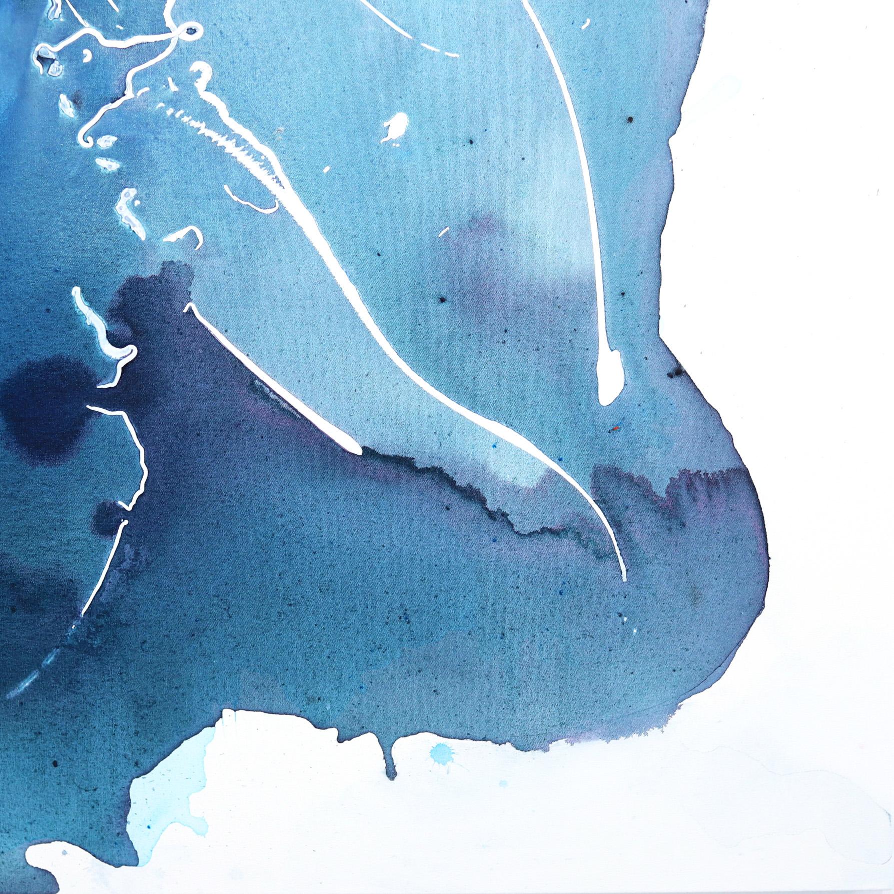 In The Zone - Grande peinture abstraite contemporaine minimaliste bleue surdimensionnée en vente 3