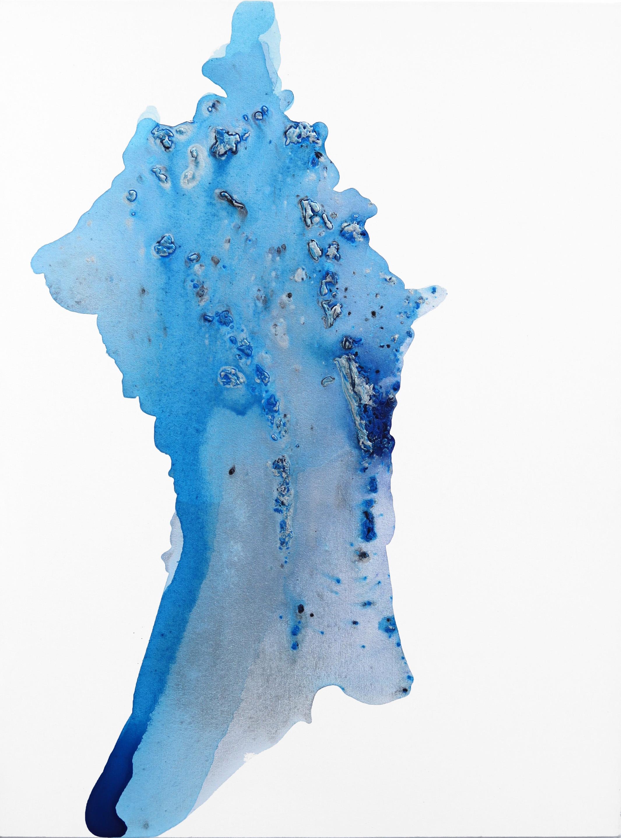 Island Blue - Pittura contemporanea di paesaggio acquatico blu oceano - Painting di Clara Berta