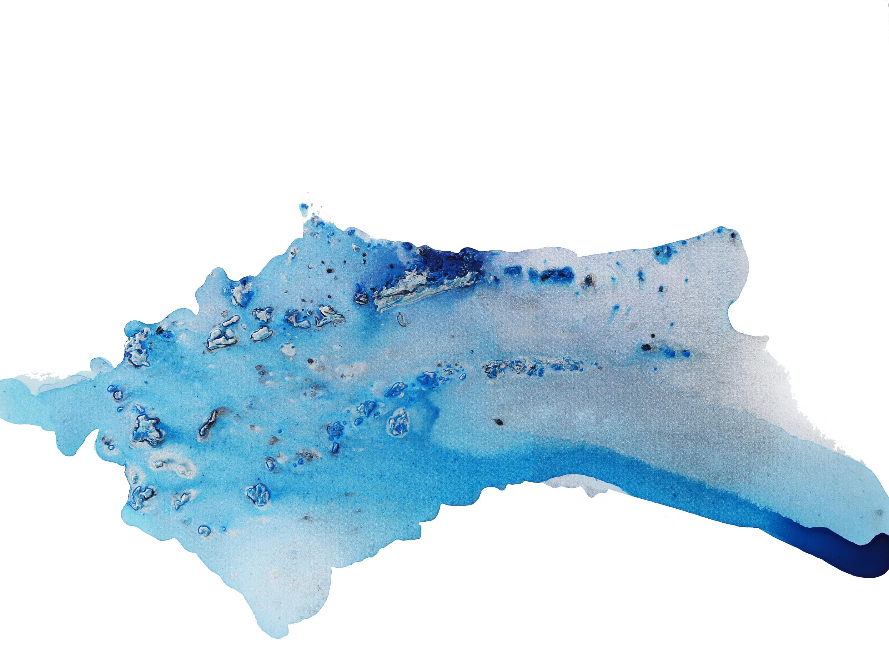 Bleu de l'île - Bleu de l'océan Peinture aquatique contemporaine