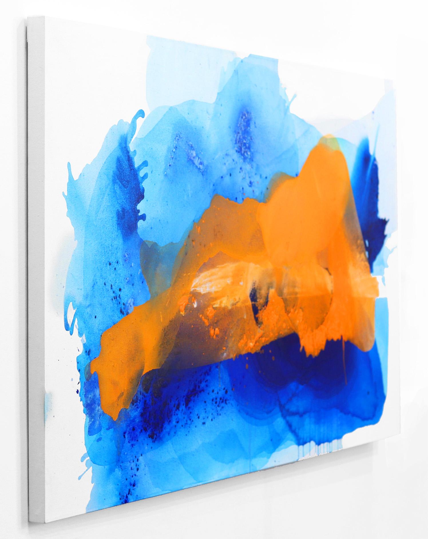 Island in the Sky  -  Large Blue Ocean and Orange Sunset Abstract Painting For Sale 3