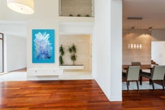 Laguna Bay - Obra de Arte Minimalista Abstracta Contemporánea Original en Tonos Azules Vibrantes