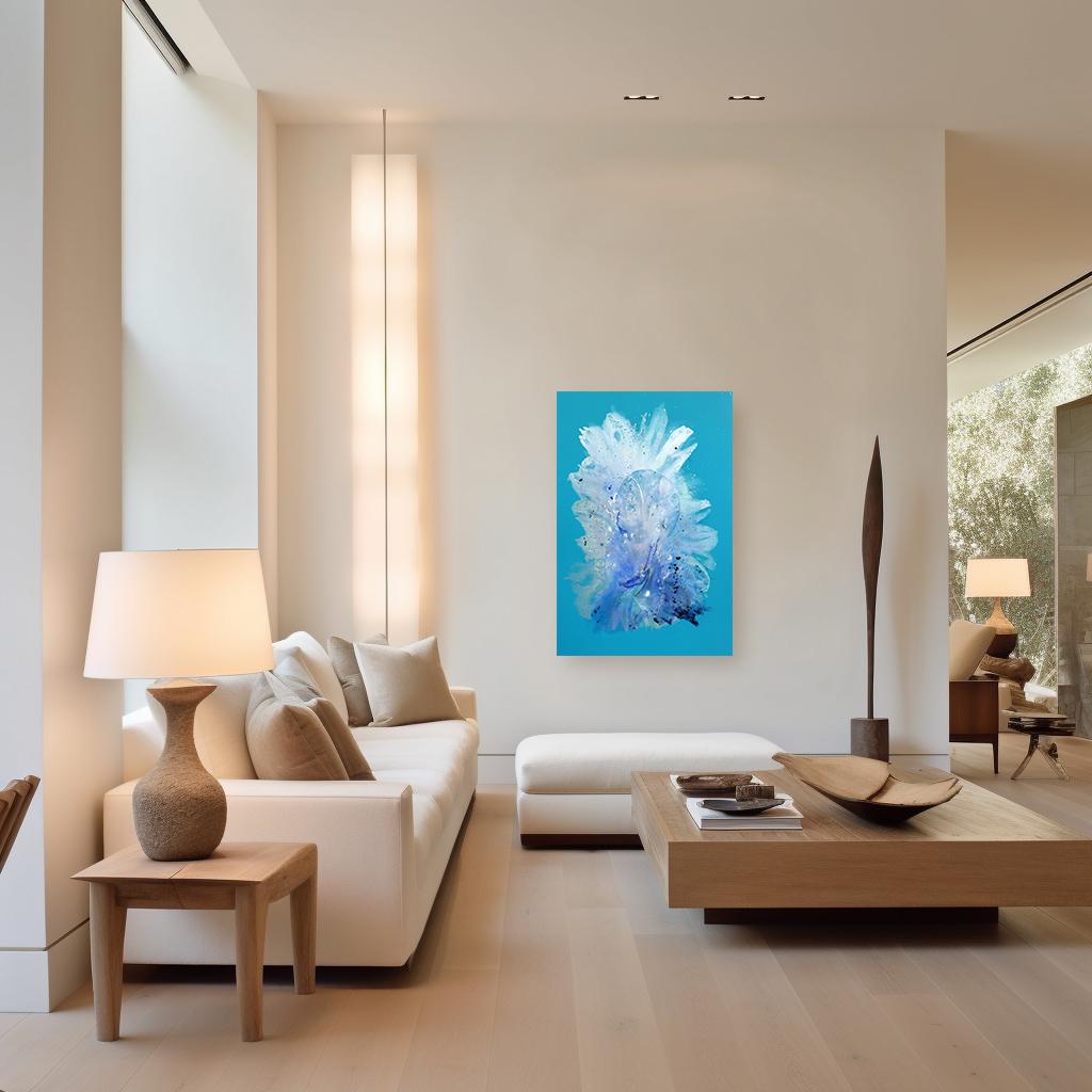 Laguna Bay - Original Minimalist Vibrant Blue Tone Abstract Contemporary Artwork en vente 5