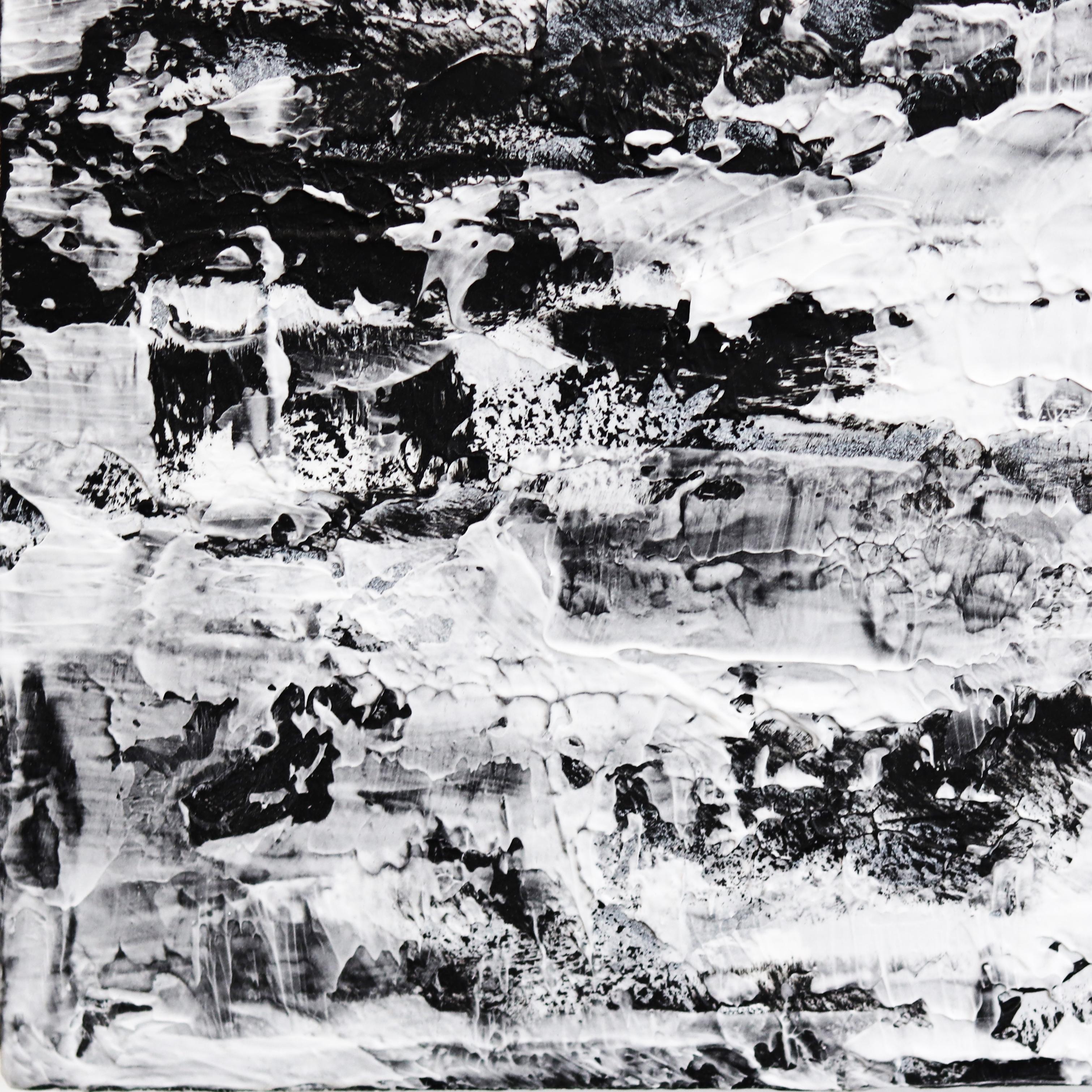 La voie de la Nature -  Grande peinture de paysage abstrait monochrome en noir et blanc en vente 5