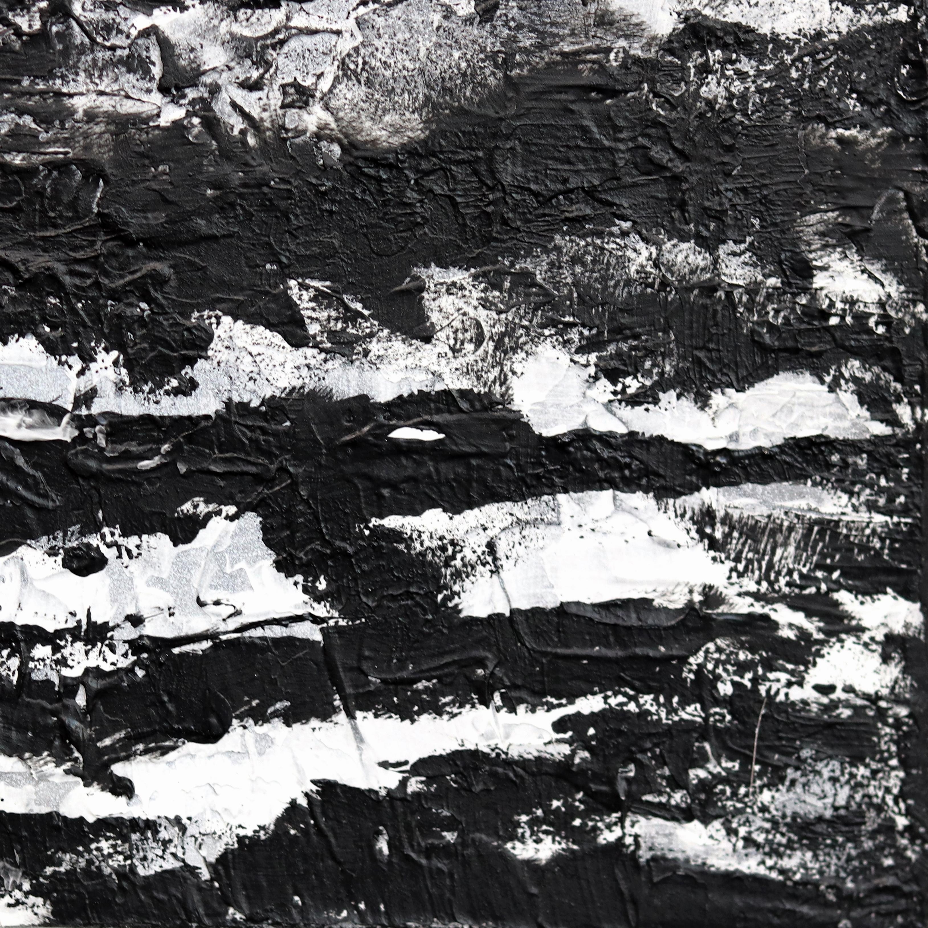 La voie de la Nature -  Grande peinture de paysage abstrait monochrome en noir et blanc en vente 6