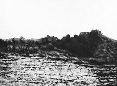 La voie de la Nature -  Grande peinture de paysage abstrait monochrome en noir et blanc