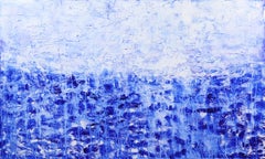 Oceanic Escape - Large Textured Blue White Abstract Oceanscape Water Painting