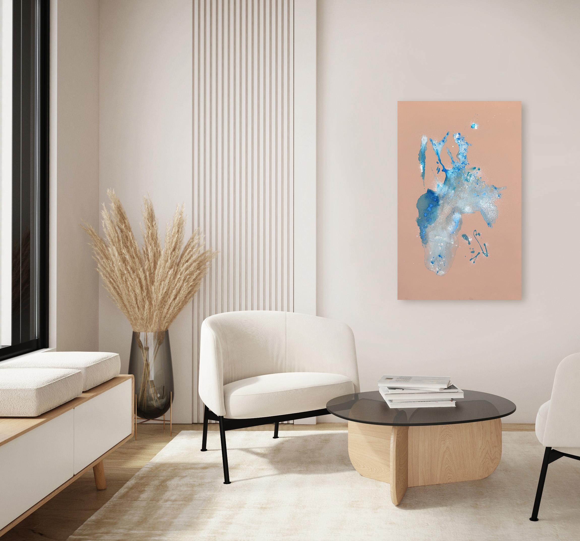 Organic Way - Original Minimalist Blush und Blauton Modern  Abstrakte Malerei (Minimalistisch), Art, von Clara Berta
