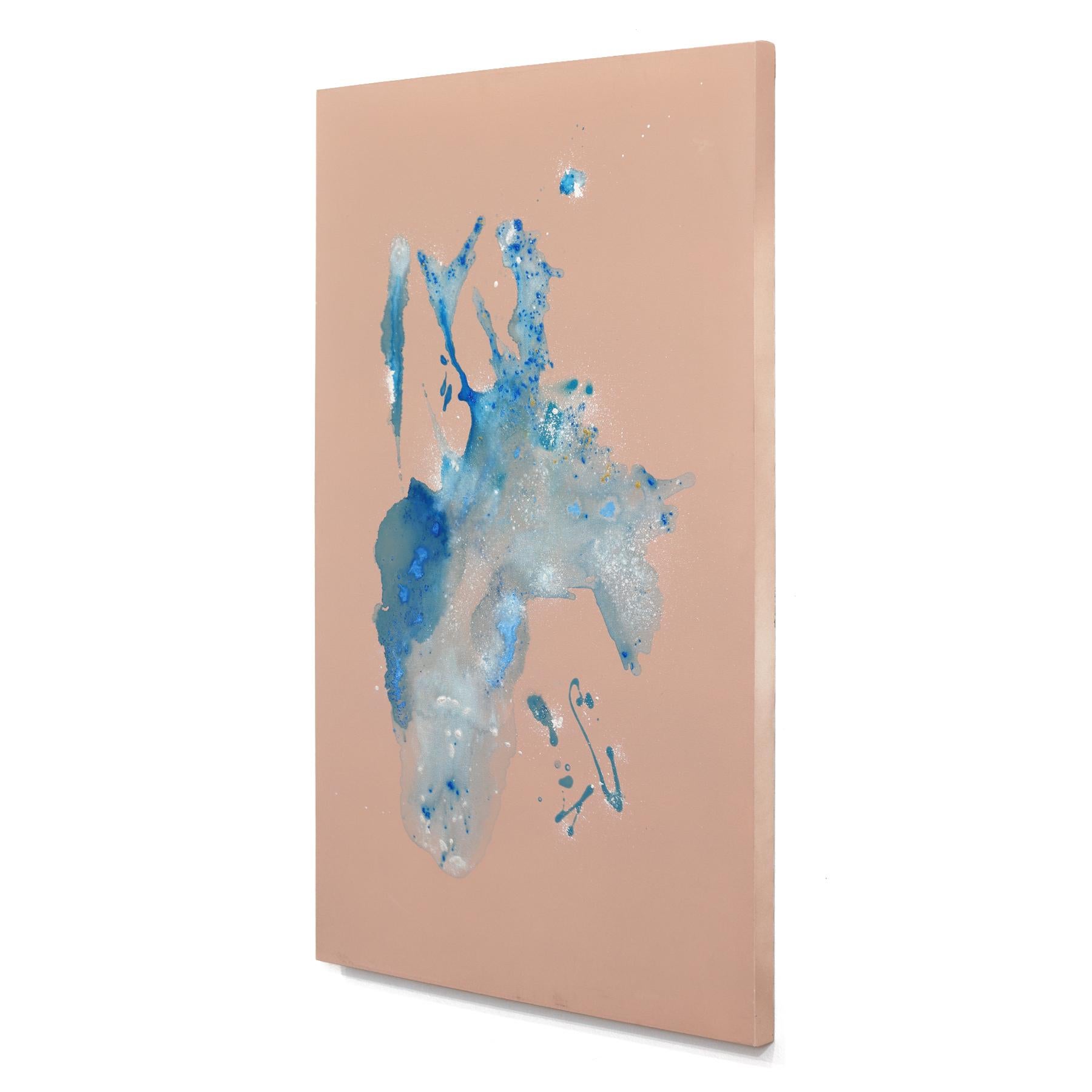 Organic Way - Original Minimalist Blush und Blauton Modern  Abstrakte Malerei im Angebot 1
