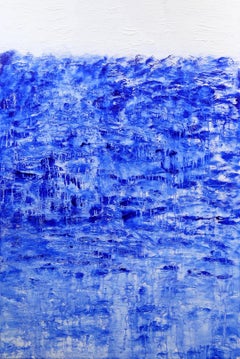 Paradise Cove II - Large Textured Blue and White Abstract Painting