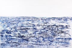 Pelican Bay -- Textured White Blue Waterfall Abstract Minimalist Painting