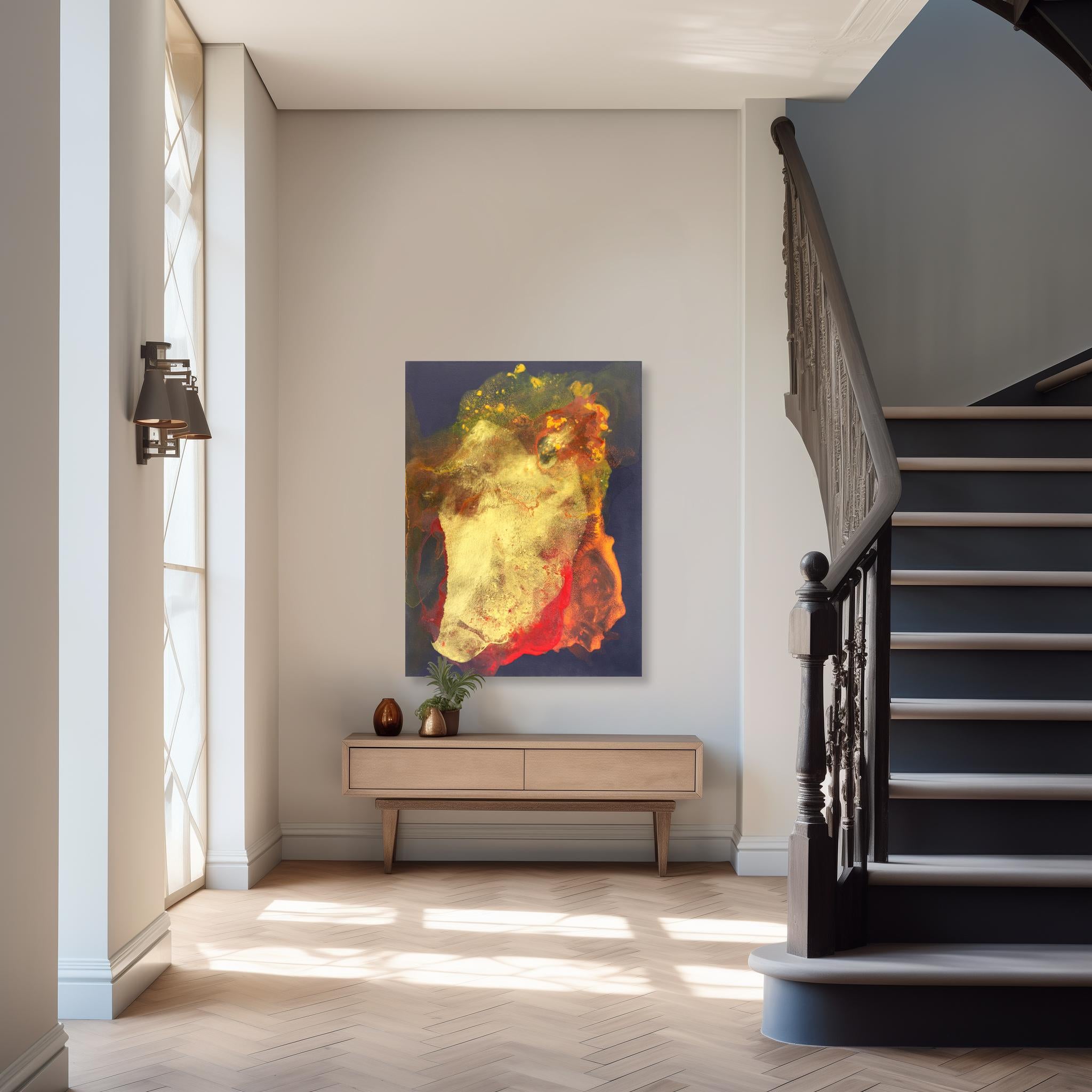 Radiant Gold - Original Minimalist Red Orange Abstract Contemporary Art - Painting by Clara Berta