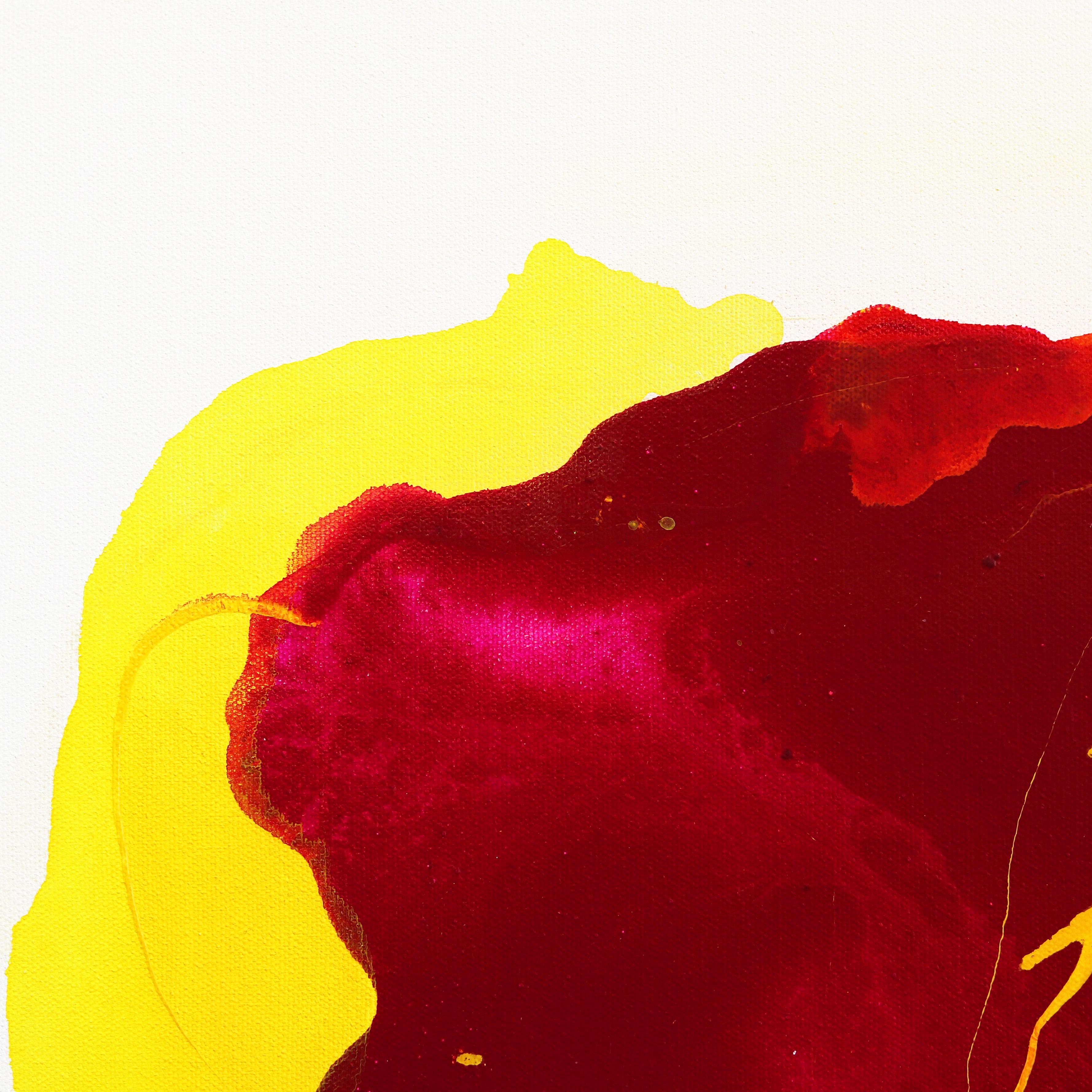 Reflections - Abstract Yellow Magenta Original Painting on Canvas For Sale 1