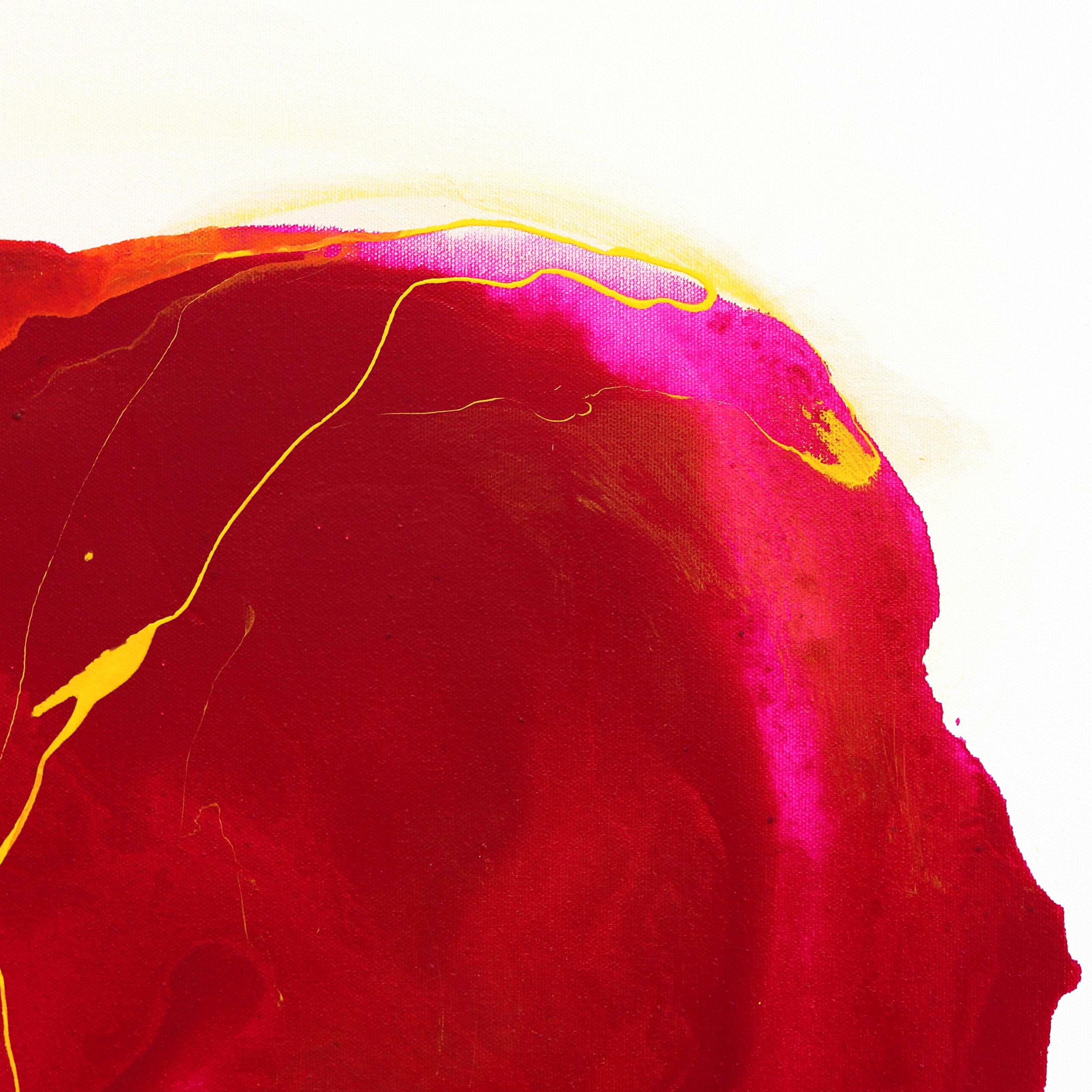 Reflections - Abstract Yellow Magenta Original Painting on Canvas For Sale 3